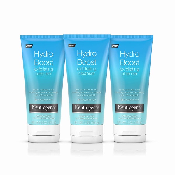 Neutrogena Hydro Boost Gentle Exfoliating Facial Cleanser with Hyaluronic Acid, Non-Comedogenic Oil-, Soap- & Paraben-Free Daily Face Wash