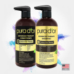Buy PURA D'OR Advanced Therapy System Shampoo & Conditioner - Increases Volume, Strength and Shine, No Sulfates, Made with Argan Oil, All Hair Types, Men & Women,