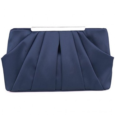 Buy Womens Pleated Satin Evening Handbag Clutch With Detachable Chain Strap Online in UAE