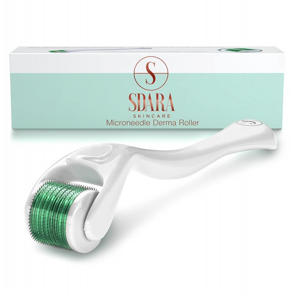 Sdara Derma Roller 540 Titanium 0.25mm Micro Needle Cosmetic Microdermabrasion Tool For Face - Includes Storage Case