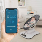4moms mamaRoo 4 Baby Swing, Bluetooth Baby Rocker with 5 Unique Motions, Smooth, Nylon Fabric, Grey Classic