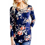 Buy Walant Womens Floral Printed Long Sleeve V-Neck Casual Tops T-Shirt Online in UAE