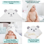 luxury extra soft baby bamboo hooded towel with adorable bear design shop online in UAE