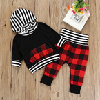 outfit baby boy girl long sleeve black hoodie with check pocket shop online in UAE