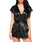 Avidlove Women Lingerie Robe Satin Lace Trim Sexy Kimono Robes With Inside Ties