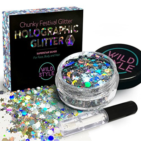 Cosmetic Glitter For Face, Body And Hair - Chunk..