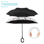 ZOMAKE Double Layer Inverted Umbrella, Windproof Reverse Folding Umbrella with C shape Handle, Self Standing, Inside Out, Hand Free with Carrying Bag (Hibiscus)