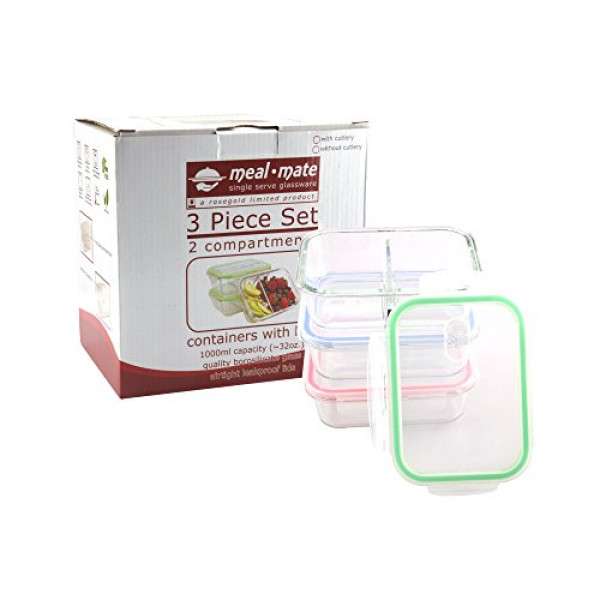 Glass Food Storage Meal Prep 2 Compartment With ..