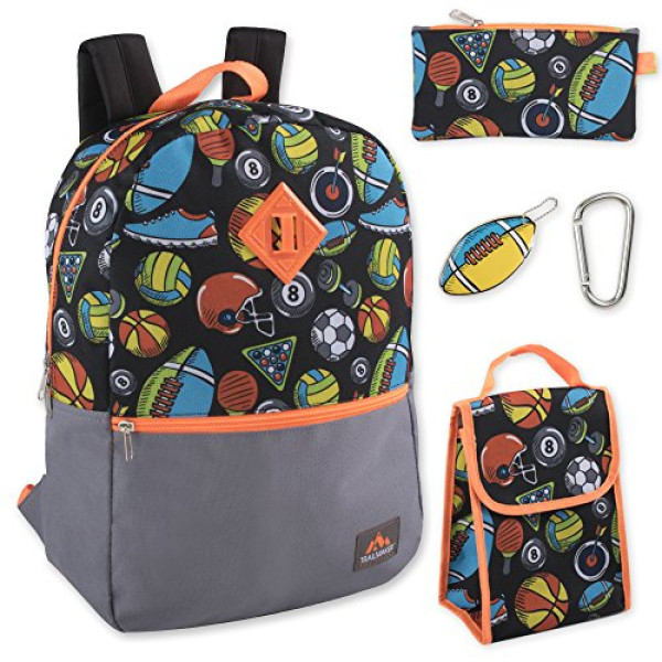 Boy's 5 In 1 Full Size Backpack Set (sports)