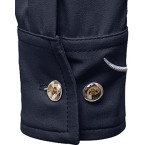 Men's Casual Long Sleeve Oblique Button Down Dress Shirt Tops with Embroidery Navy X-Large