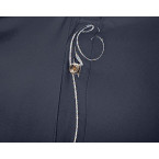 Men's Casual Long Sleeve Oblique Button Down Dress Shirt Tops with Embroidery Navy X-Large