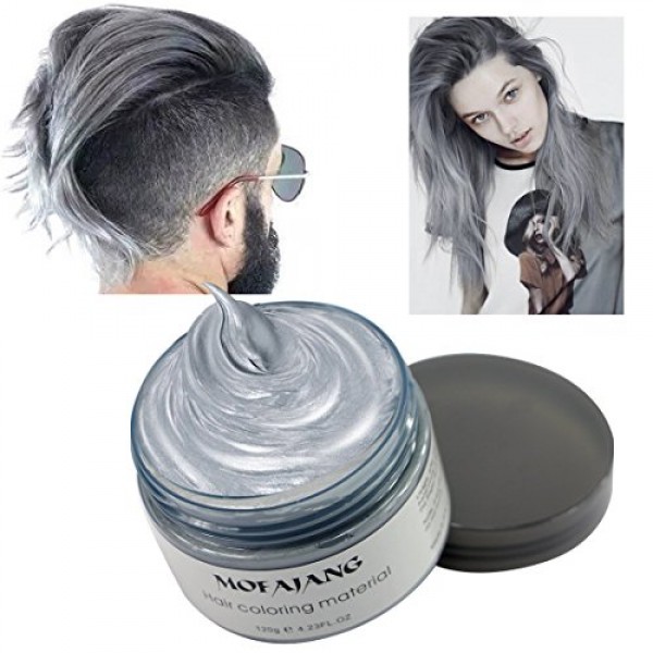 Buy Hair Coloring Wax, Ash Grey Disposable MOFAJANG Instant Matte Hairstyle Sale in UAE