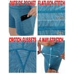 ODODOS High Waist Out Pocket Yoga Short Tummy Control Workout Running Athletic Non See-Through Yoga Shorts,SpaceDyeBlue,Small