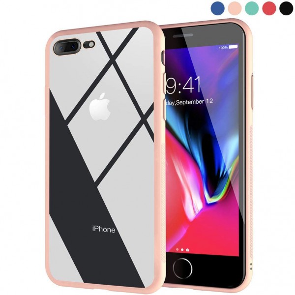 Clear Hybrid Case with Thin Tempered Glass Back Cover and Soft Silicone Rubber Bumper Frame for iPhone 8 Plus/iPhone 7 Plus online in UAE