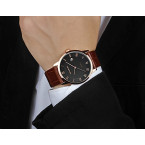 Super Slim Watch Mens Watches Genuine Leather Gold Calendar Quartz imported from USA