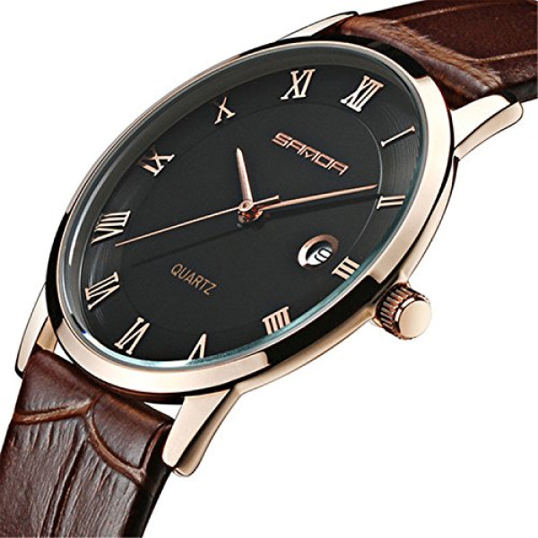 Super Slim Watch Mens Watches Genuine Leather Go..