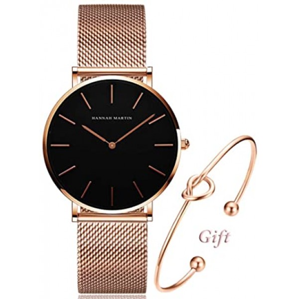 Women's Rose Gold Watch Analog Quartz Stainless Steel Mesh Band Casual Fashion Ladies Wrist Watches with Bracelet Sale in Pakistan