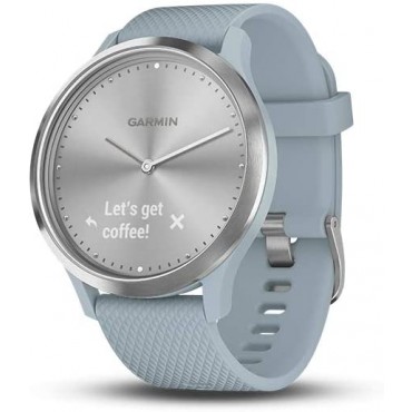Garmin vivomove HR, Hybrid Smartwatch for Men and Women, Silver with Sea Foam Silicone Band