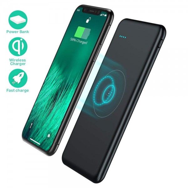 TOVAOON Wireless Portable Charger, 10000mAh Wireless Charger Power Bank External Battery Pack for iPhone sale in Pakistan