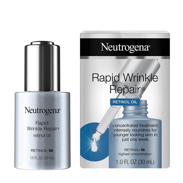 Neutrogena Rapid Wrinkle Repair Anti-Wrinkle Retinol Face Serum Oil, Lightweight Anti-Wrinkle Serum To Remove Dark Spots, Deep Wrinkle Treatment