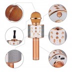 Wireless Bluetooth Karaoke Microphone,3-in-1 Portable Handheld karaoke Mic Home Party Birthday Speaker Machine for iPhone/Android/iPad/Sony, PC and All Smartphone(Rose Gold)