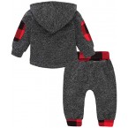 Stylish Plaid Pocket Hoodie and Pants 2Pcs Outfits for Kids Sale in UAE