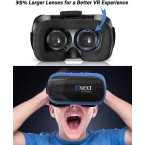 VR Headset Compatible with iPhone & Android Phone - Universal Virtual Reality Goggles - Play Your Best Mobile Games 360 Movies with Soft & Comfortable New 3D VR Glasses | Blue | w/ Eye Protection