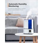 TaoTronics Humidifiers, 4L Cool Mist Ultrasonic Humidifier for Bedroom Home Large Room Baby Room, Quiet Operation, LED Display with Humidistat, Waterless Auto Shut-off (1.06 Gallon, US 110V)