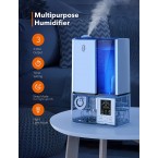 TaoTronics Humidifiers, 4L Cool Mist Ultrasonic Humidifier for Bedroom Home Large Room Baby Room, Quiet Operation, LED Display with Humidistat, Waterless Auto Shut-off (1.06 Gallon, US 110V)