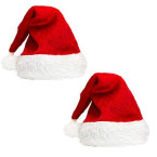 Buy Christmas Hat for Child Extra Thicken Red and White Plush Santa Hat sale online in UAE