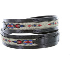 Mens Genuine Leather Ranger Belt with Southwestern Woven Diamond Pattern Accent