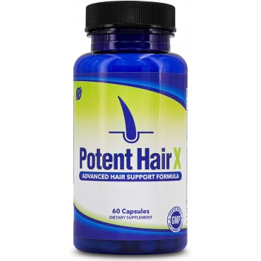 Potent Hair X: Natural DHT Blocker, Hair Growth Vitamins, Stops Hair Loss, Repairs Follicles and Promotes Hair Regrowth in Men and Women, All Hair Types, 30 Day Supply