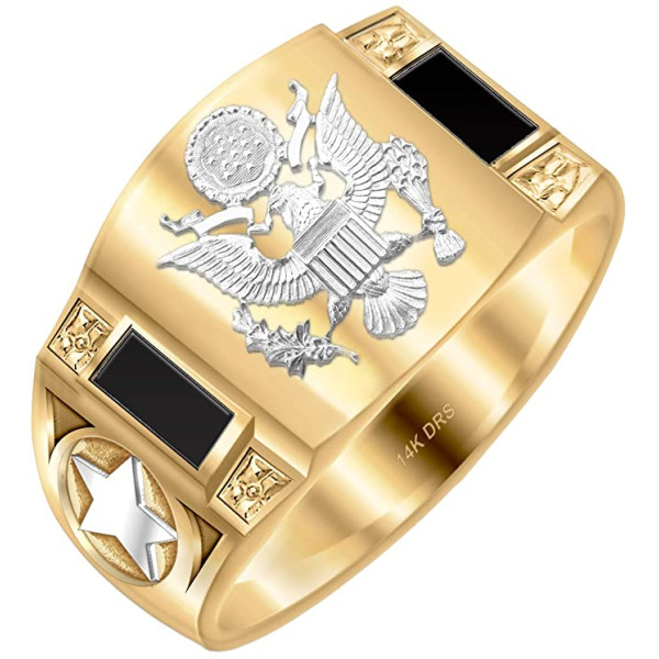 Us Jewels Men's Two Tone 14k Yellow And White Go..