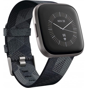Fitbit Versa 2 Special Edition Health and Fitness Smartwatch with Heart Rate, Music, Alexa Built-In, Sleep and Swim Tracking, Smoke Woven/Mist Grey, One Size (S and L Bands Included)