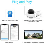 WiFi PTZ HD 5MP Wireless Waterproof Security Surveillance IP Dome Camera with 4X Optical Zoom IR Night Vision,Support Motion Detection ONVIF Protocol and SD Card Slot