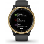 Garmin Venu, GPS Smartwatch with Bright Touchscreen Display, Features Music, Body Energy Monitoring, Animated Workouts, Pulse Ox Sensor and More, Gold with Black Band