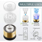 Level Up Way - Hydrogen Water Bottle Generator - New Technology Glass Water Ionizer - SPE Ionic Membrane - High Borosilicate Glass 13 Ounce