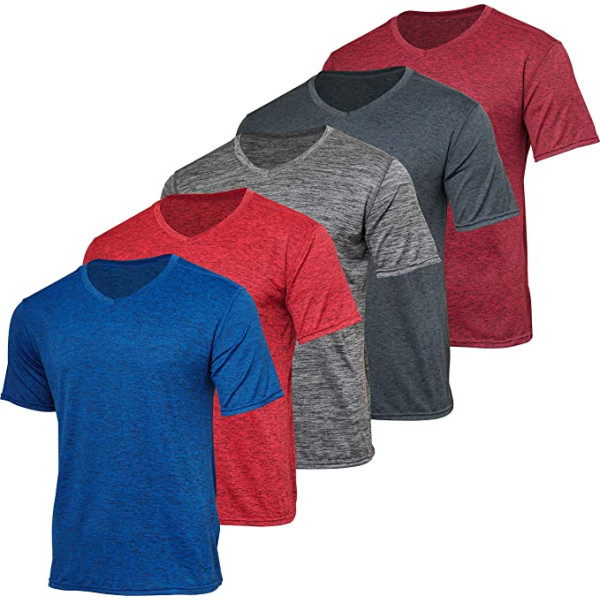 5 Pack: Men’s V-neck Dry-fit Moisture Wicking ..
