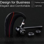 Bluetooth Headset, HonShoop Wireless Bluetooth Earpiece V5.0 Hands-Free Earphones with Stereo Mic, Compatible iPhone Android Cell Phones Driving/Business/Office (Red) (Red)