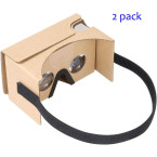 Cardboard VR by IHUAQI 2 Pack with Headstrap Fully Assembled Compatible with Android and iPhone Up to 6 inch Including Comfortable Nose Foam and Forehead Pad