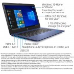 HP Stream 14-inch Laptop, Intel Celeron N4000, 4 GB RAM, 64 GB eMMC, Windows 10 Home in S Mode with Office 365 Personal for 1 Year (14-cb185nr, Royal Blue)