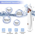Blackhead Remover Vacuum, EIVOTOR 【2021 NEWEST】 USB Rechargeable Acne Comedone Extractor Tool Machine with 3 Adjustable Suction Power and 5 Replaceable Probes, Pimple Remover Set Included