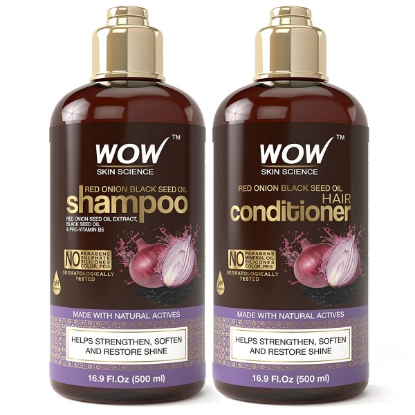 Buy WOW Red Onion Black Seed Oil Shampoo & Conditioner Kit , Hydration, Shine - Reduce Itchy Scalp, Dandruff & Frizz  - All Hair Types 