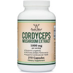 Cordyceps Capsules (Cordyceps Sinensis Mushroom Extract) 210 Count, 3.5 Month Supply, 1,000MG (7% Polysaccharides with Alpha and Beta Glucans) Cardiovascular and Aging Support by Double Wood