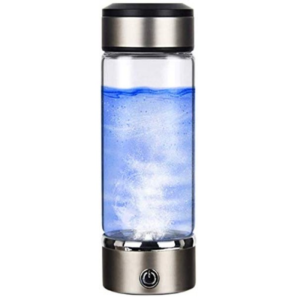 DQXY Hydrogen Water Bottle Hydrogen Water Machine Portable Water Ions Generator Glass Cup for Home Travel（Silver）