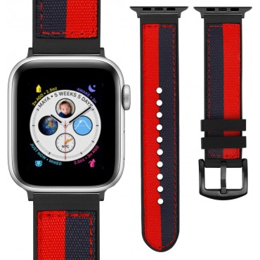 Misker Compatible with Apple Watch Band 38mm 40mm 42mm 44mm, Sweatproof Genuine Nylon and Rubber Hybrid Band Strap Compatible with iWatch Series 5 4 3 2 1