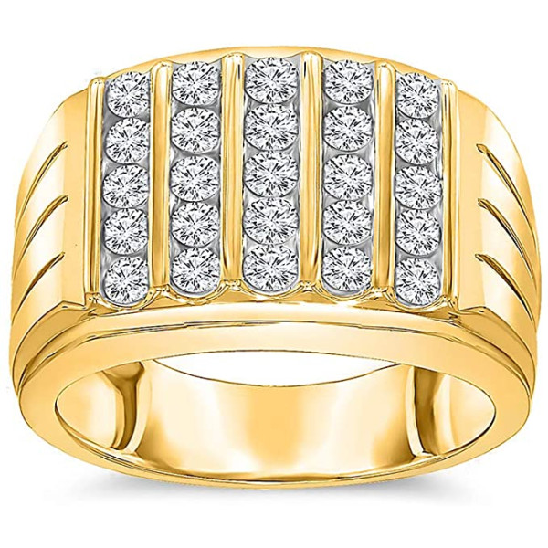 1.50 Ct. Diamond Ring For Men In 10kt Yellow Gol..