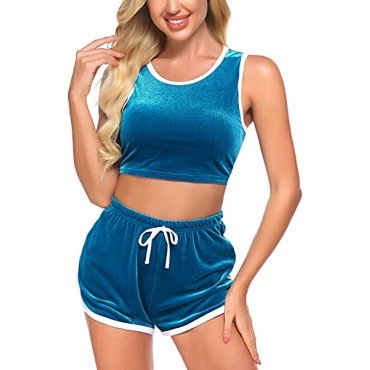 ADOME Women Cami Top and Shorts Velvet Pajama Set Sleepwear Sleeveless Soft 2 Pieces Outfit Camisole Sets Nightwear