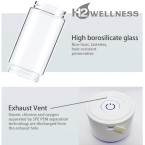 H2Wellness - Hydrogen Water Bottle Machine Generator SPE PEM Advanced Technology, Vent With Inhaler Adapter (White - Borosilicate)