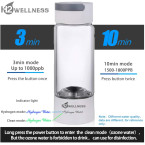 H2Wellness - Hydrogen Water Bottle Machine Generator SPE PEM Advanced Technology, Vent With Inhaler Adapter (White - Borosilicate)